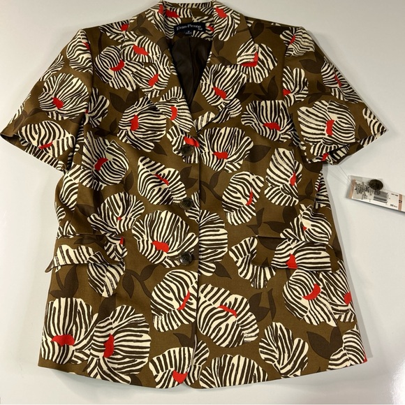 NWT Evan Picone Suit Women’s 12 Brown Floral 2 Piece Professional Business New - Picture 3 of 16